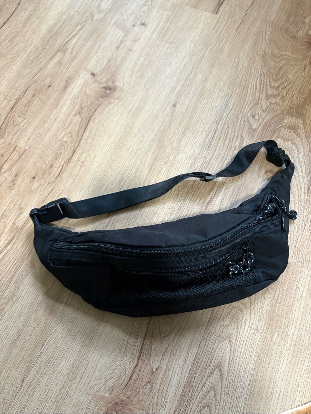 Bershka Black Men's Belt Bag with Front Zip Pockets